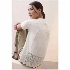 Tiny by Anthropologie eyelet lace oversized crewneck. Cottagecore. Romantic. EUC